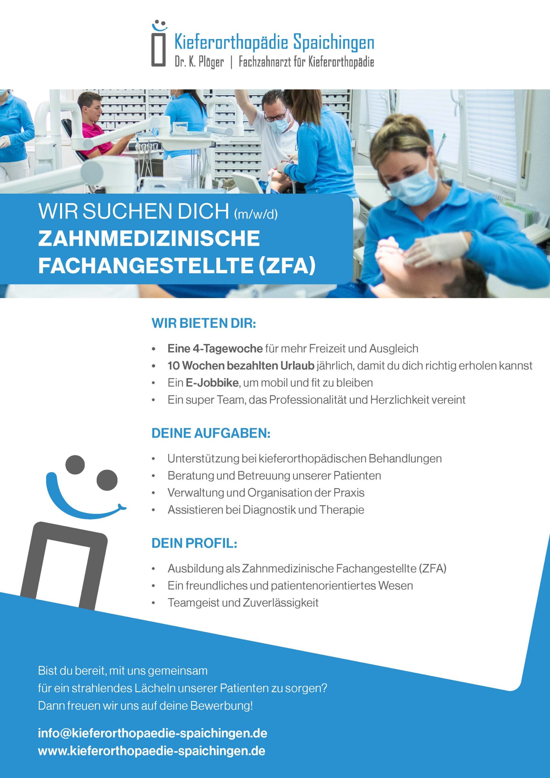 Stellenausschreibung Zahnmedizinische Fachangestellte (ZFA) m/w/d